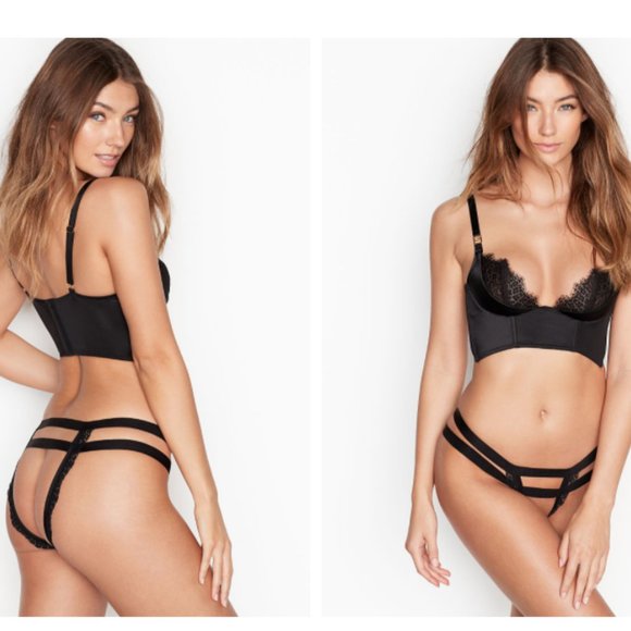 Victoria's Secret Crotchless Open Cheekini Black Panty BNWT Medium - Picture 2 of 6